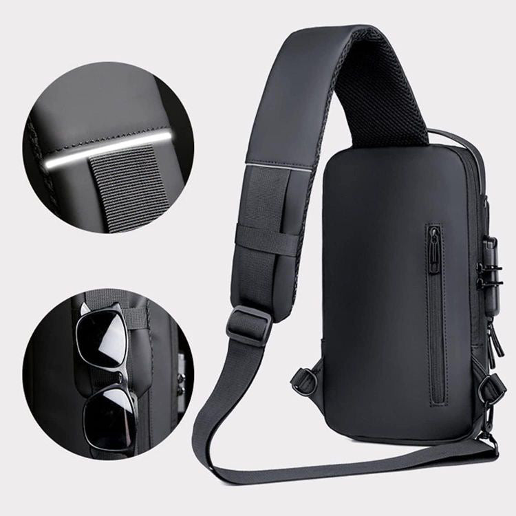 BANG BANG Waterproof Polyester Slim Unisex Crossbody Sling Bag Chest Backpack Men's Shoulder Bag, Leisure Travel Handbag, Hard Shell Anti-Theft Chest Bag