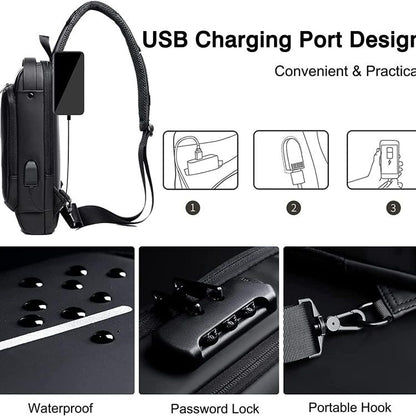 BANG BANG Waterproof Polyester Slim Unisex Crossbody Sling Bag Chest Backpack Men's Shoulder Bag, Leisure Travel Handbag, Hard Shell Anti-Theft Chest Bag